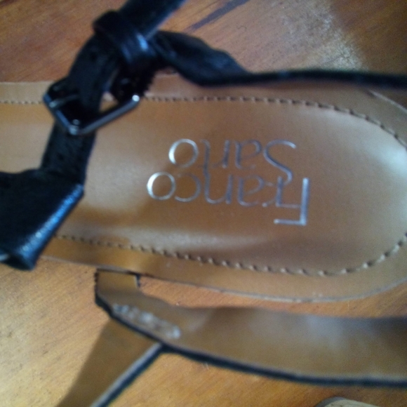 Franco Sarto Clinton Wedge Sandals black leather womens size US 9M EUC - Picture 5 of 10